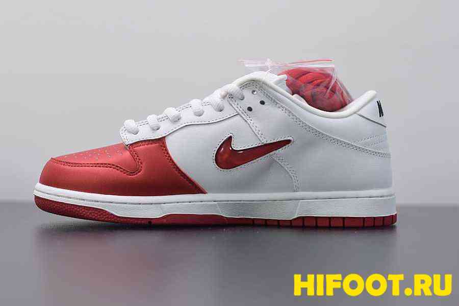 nike sb dunk low supreme jewel swoosh red