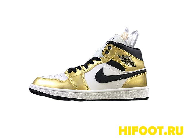 Nike Air Jordan 1 Mid Metallic Gold Black White DC1419-700 - 1