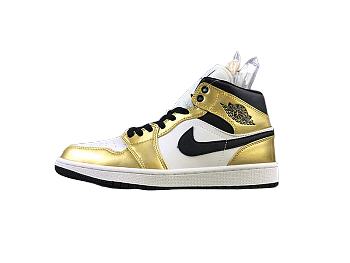 Nike Air Jordan 1 Mid Metallic Gold Black White DC1419-700