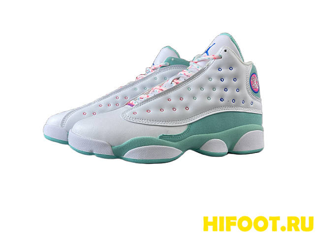 Air Jordan 13 Retro White Soar Green Pink (GS)  439358-100 - 1