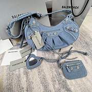 Ba1enc1aga Blue Le Cagole Denim Shoulder bag 33CM - 4