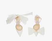 J1mmy Ch00 Averly 100 Latte Pumps with Asymmetric Grosgrain Mesh Fascinator Bows - 4