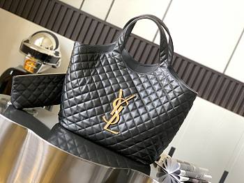 Y5L Saint Laurent Icare Maxi Shopping Bag Quilted Lambskin Black