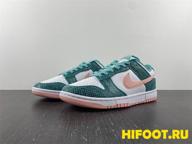 Nike Dunk Low Snakeskin Washed Teal Bleached Coral DR8577-300 - 1