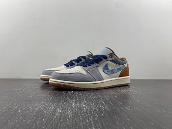 Air Jordan 1 Low SE Phantom Repaired Denim Swoosh  FZ5042-041