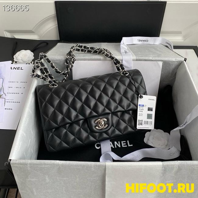 Chanel classic flap bag black silver lambskin 25CM  - 1