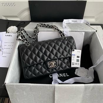 Chanel classic flap bag black silver lambskin 25CM 