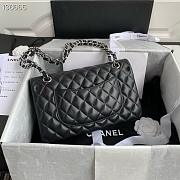 Chanel classic flap bag black silver lambskin 25CM  - 6