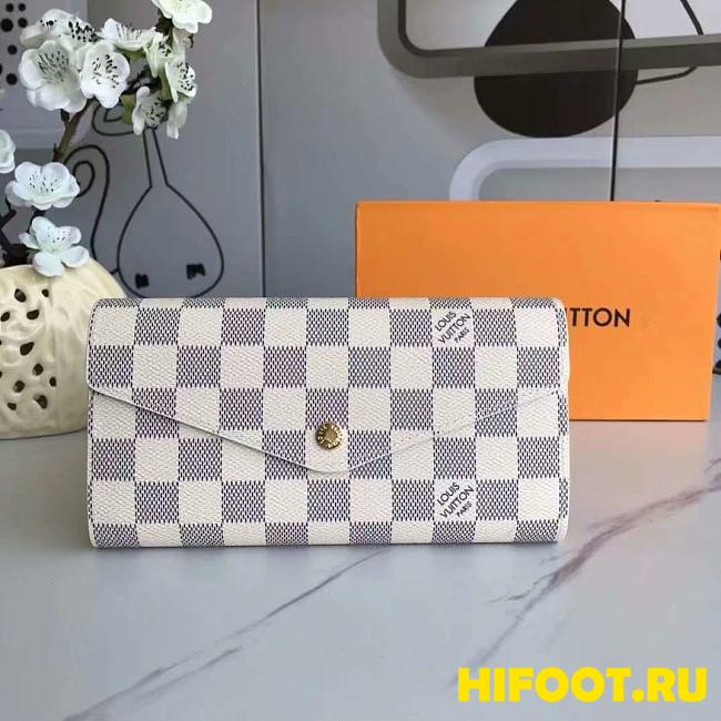 LV Louis Vuitton Damier Azur Canvas N63208 Sarah Wallet  - 1