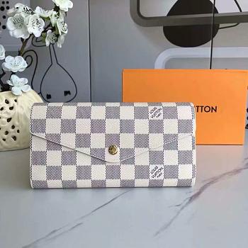 LV Louis Vuitton Damier Azur Canvas N63208 Sarah Wallet 