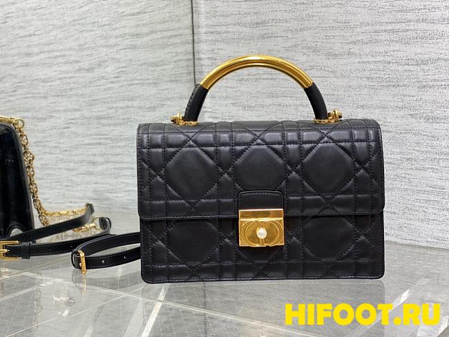 Dior Medium Dior Ange Bag  Black Macrocannage Calfskin 25CM  - 1