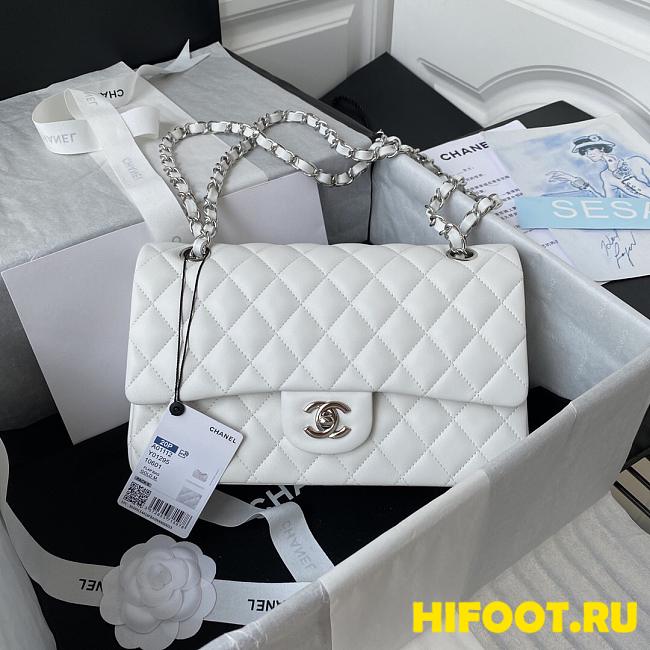 Chanel classic flap white sliver lambskin 25CM - 1