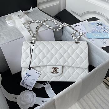 Chanel classic flap white sliver lambskin 25CM