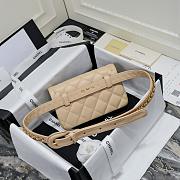 CHANEL Quilted Bum Bag belt bag Beige Lambskin Leather 18*3.5*12CM  - 5