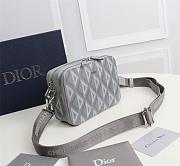 Dior Zipped Pouch with Strap Gray Coated Cotton Canvas with CD Diamond Print 17*12.5*6CM - 4