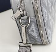 Dior Zipped Pouch with Strap Gray Coated Cotton Canvas with CD Diamond Print 17*12.5*6CM - 3