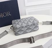 Dior Zipped Pouch with Strap Gray Coated Cotton Canvas with CD Diamond Print 17*12.5*6CM - 2