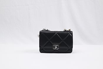 Chanel Lambskin Quilted Chanel 19 Wallet On Chain WOC Black 