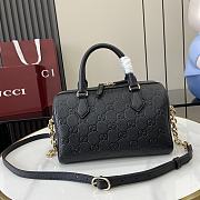 GUCCI GG EMBLEM SMALL TOP HANDLE BAG 25.5x16x14cm - 1