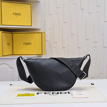 Fendi Roma Leather Fendi Melon Small Black leather bag 33*18*10CM