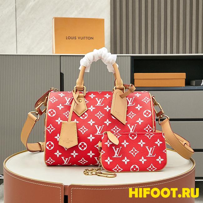 LV Speedy P9 Bandoulière 25 Monogram Leather Red 25*15*5CM  - 1