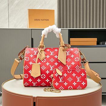 LV Speedy P9 Bandoulière 25 Monogram Leather Red 25*15*5CM 