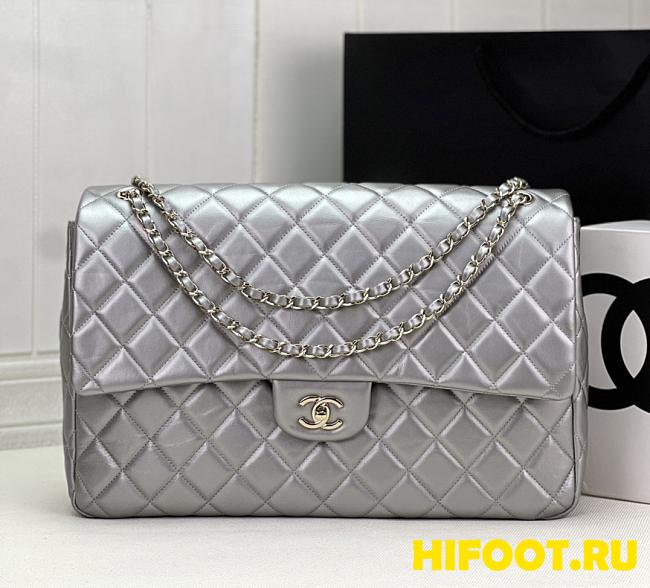 Chanel Silver Lambskin Classic Travel Flap bag 40CM  - 1