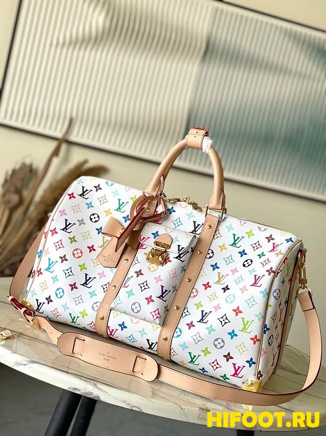 Louis Vuitton x Takashi Murakami Keepall Bandouliere 45 White Multicolored  - 1