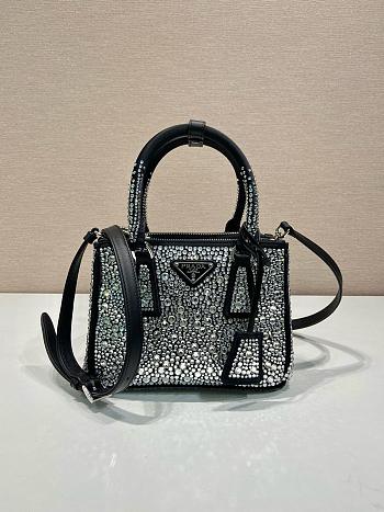 Prada Crystal Galleria Double Zip Mini Top Handle Bag 20*15*9.5CM 