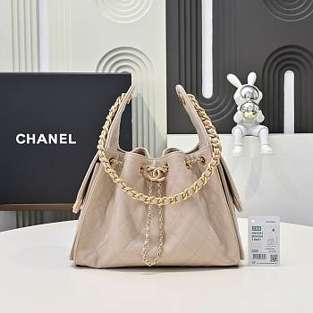 Chanel 25 Small Handbag Grained Calfskin & Gold-Tone Metal Beige 30cm