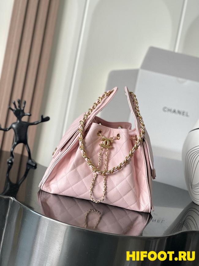Chanel 25 Small Handbag Grained Calfskin & Gold-Tone Metal Light Pink 30CM  - 1