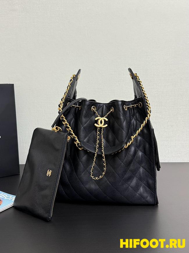 Chanel 25 Medium Handbag Grained Calfskin & Gold-Tone Metal Black 40cm - 1