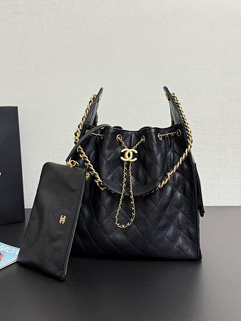 Chanel 25 Medium Handbag Grained Calfskin & Gold-Tone Metal Black 40cm