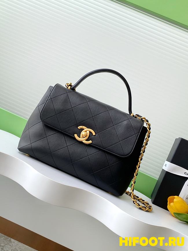 Chanel 2025 Flap Bag with Top Handle  Calfskin & Gold-Tone Metal  Black 20.5x28x9.5cm - 1