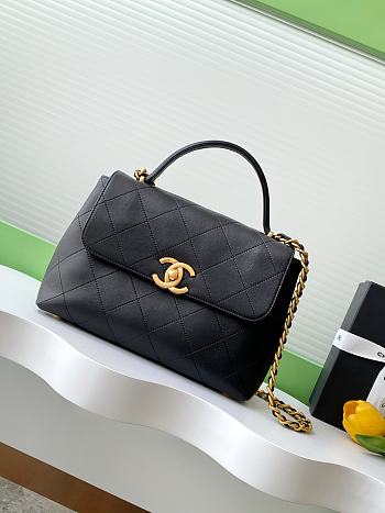 Chanel 2025 Flap Bag with Top Handle  Calfskin & Gold-Tone Metal  Black 20.5x28x9.5cm
