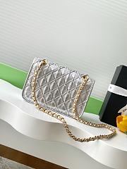 Chanel CC 25C Flap Bag 19cm Silver Metalic Quilted Lambskin 13x19x5.5cm - 3