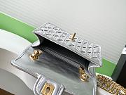 Chanel CC 25C Flap Bag 19cm Silver Metalic Quilted Lambskin 13x19x5.5cm - 2