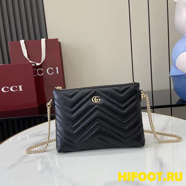 Gucci GG Marmont pochette with chain black 21x15x3.5cm - 1