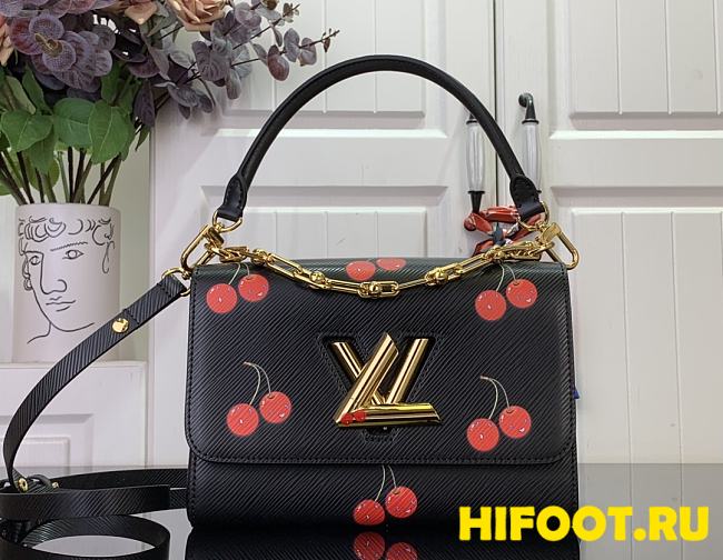LV Louis Vuitton x Takashi Murakami Cherry Twist MM Black in Epi 23CM - 1