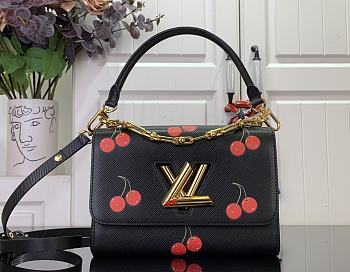 LV Louis Vuitton x Takashi Murakami Cherry Twist MM Black in Epi 23CM