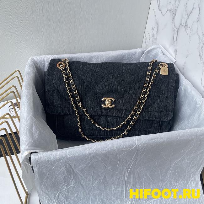 Chanel black denim 25K AS5734 35*24*10CM - 1