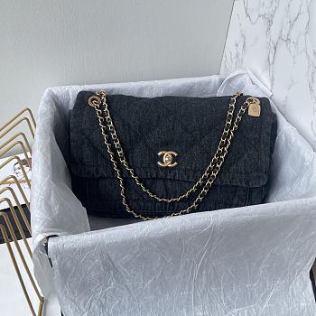 Chanel black denim 25K AS5734 35*24*10CM