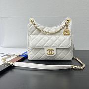 Chanel White Quilted Calfskin Hobo Bag 21.5*22.5*7CM - 1