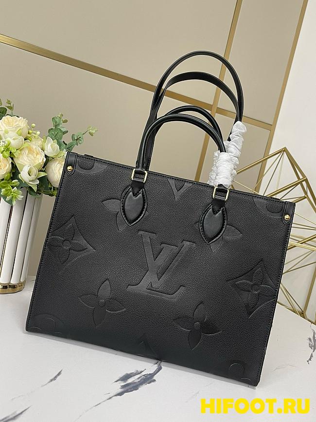 LV  Onthego Empreinte MM Black in Leather with Gold-tone 34CM - 1