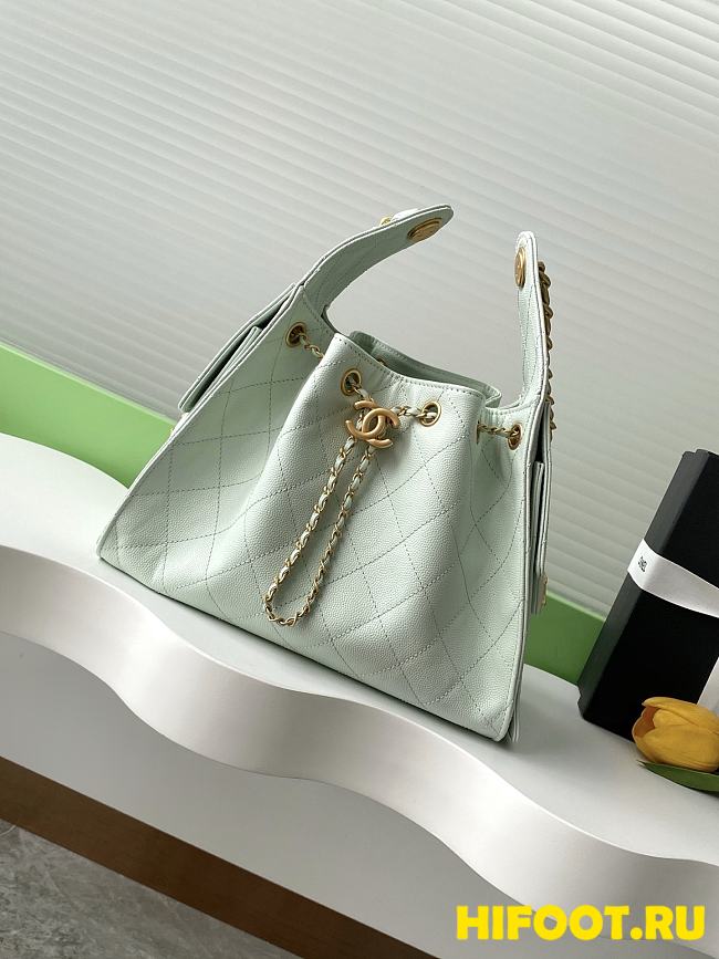 Chanel 25 Small Handbag Grained Calfskin & Gold-Tone Metal light green 30cm - 1