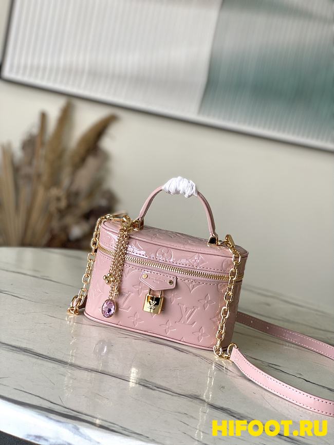 LV Vanity Chain Pouch Monogram Vernis Leather pink 19*11.5*6.5CM  - 1