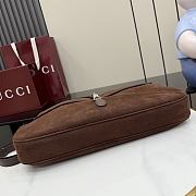 Gucci Jackie Flap large crossbody bag in dark brown soft suede 43CM  - 5