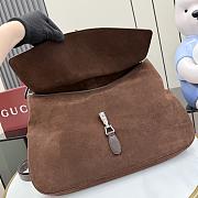 Gucci Jackie Flap large crossbody bag in dark brown soft suede 43CM  - 4