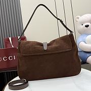 Gucci Jackie Flap large crossbody bag in dark brown soft suede 43CM  - 3