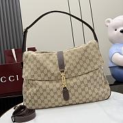 Gucci Jackie Flap large crossbody bag in sand and brown GG canvas 43CM - 1